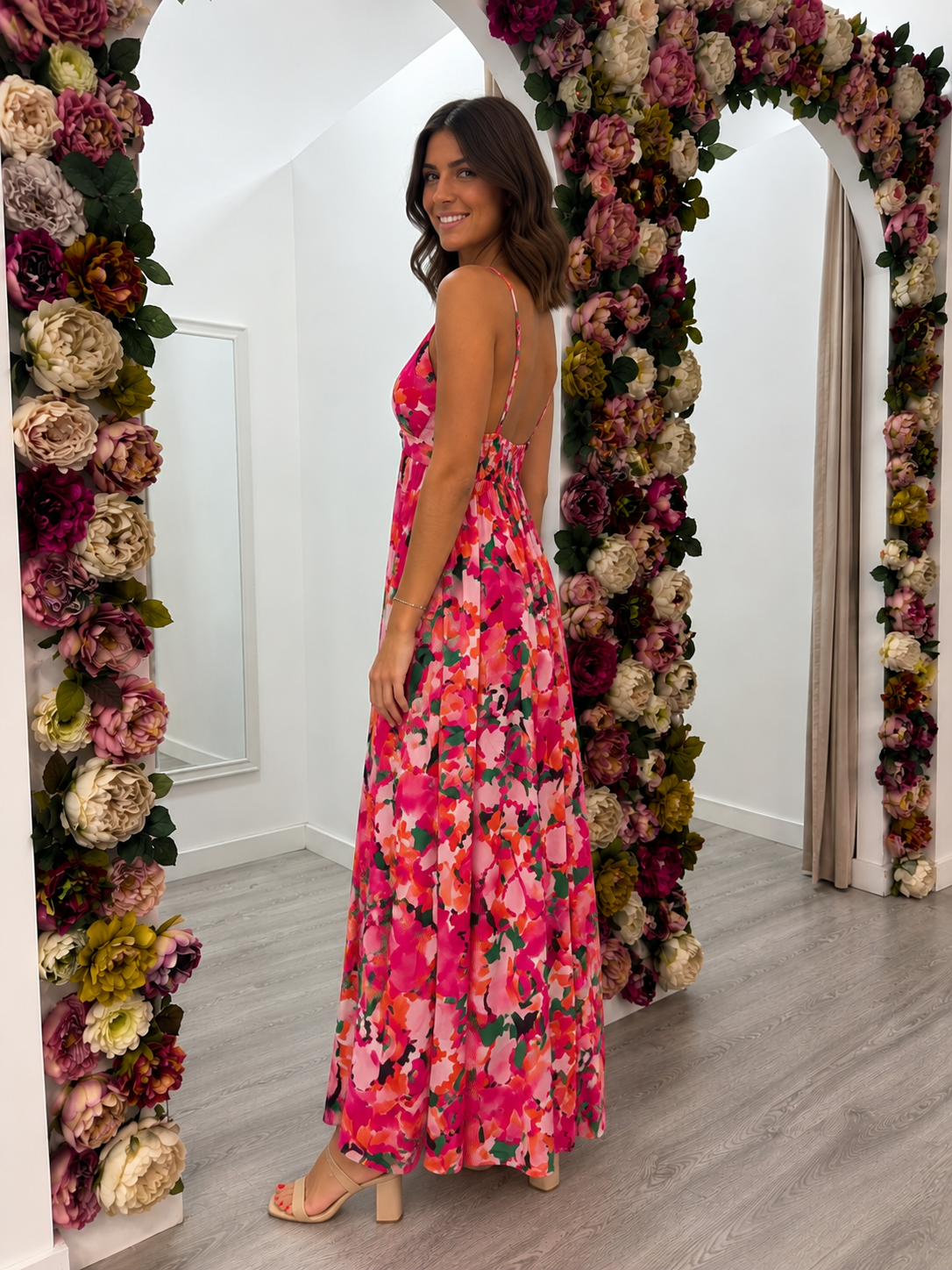 Vestido Floral Fucsia Amalfi Trapío