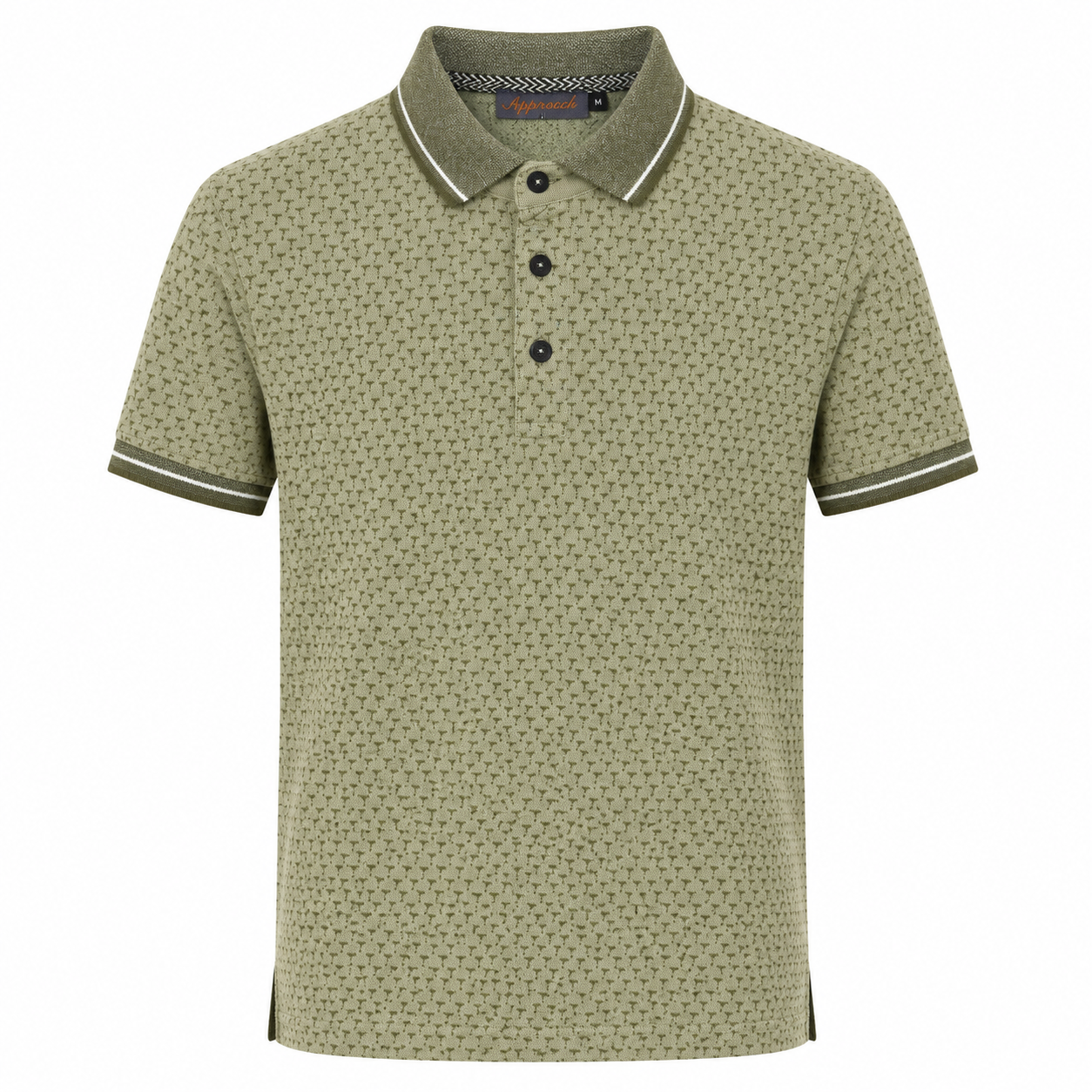 Polo Hombre Verde Caqui Estampado – Approach