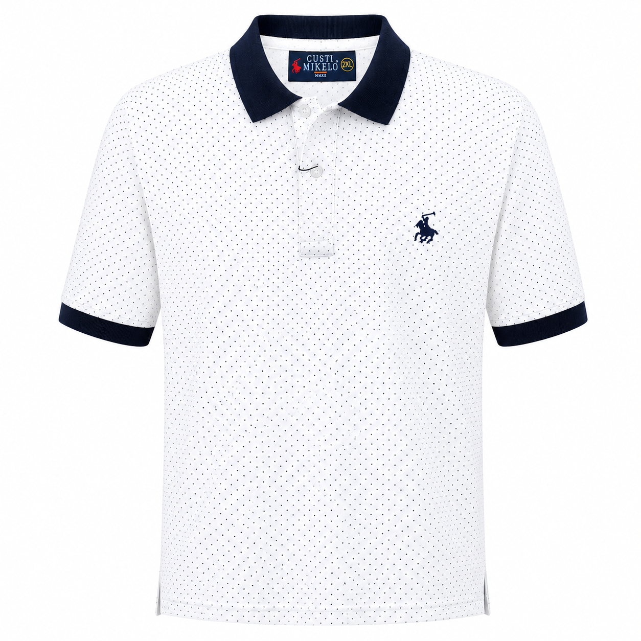 Polo blanco estampado con cuello marino