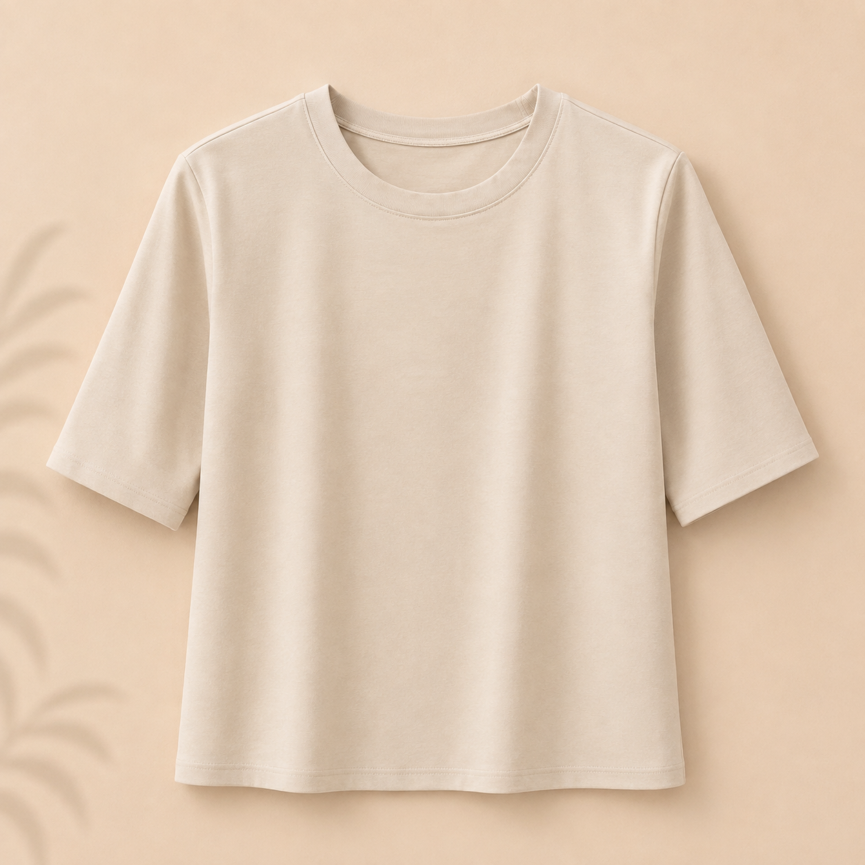 Camiseta básica manga larga beige Trapio