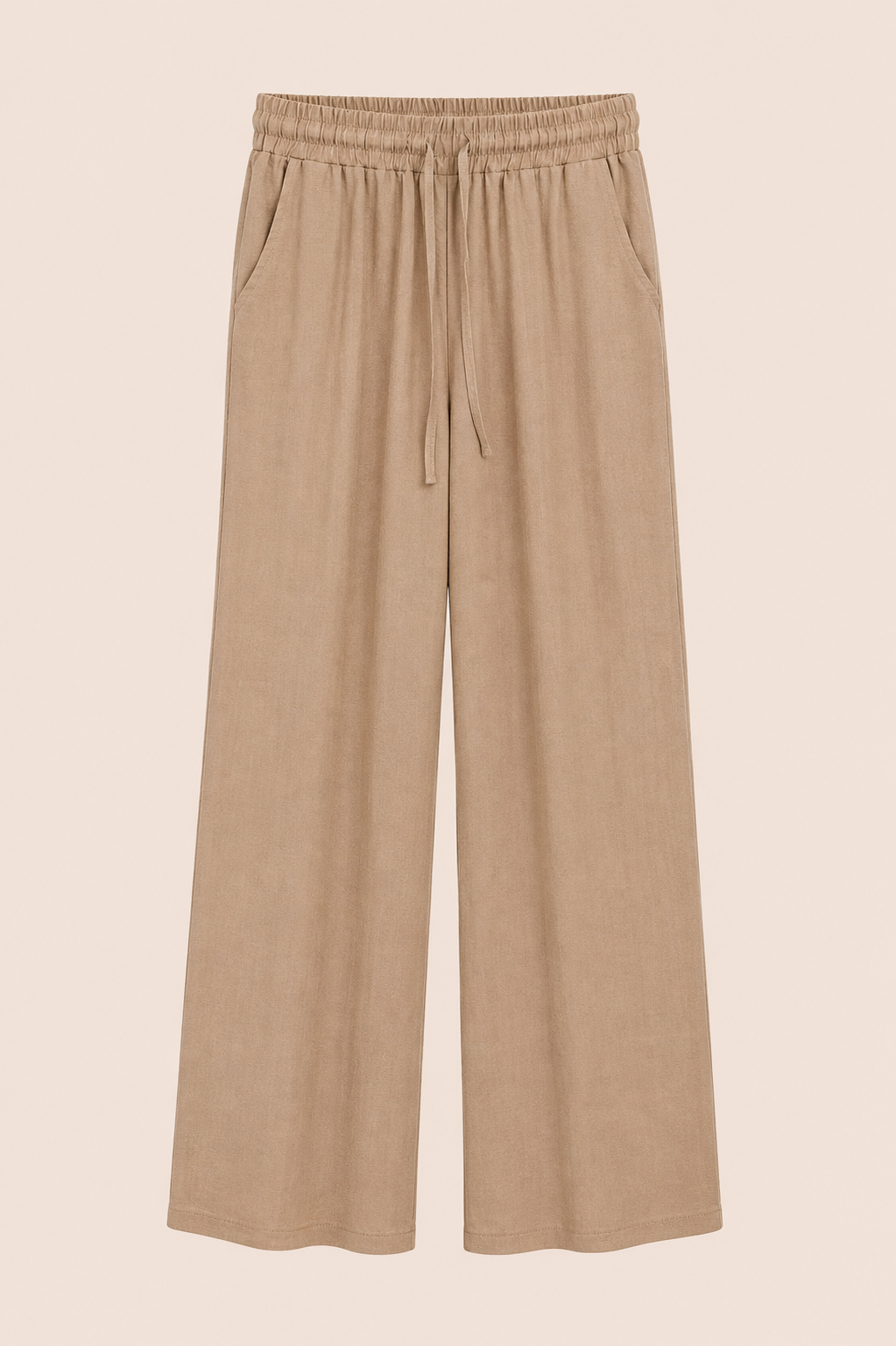 Pantalón Palazzo Beige con Cintura Elástica – Trapio