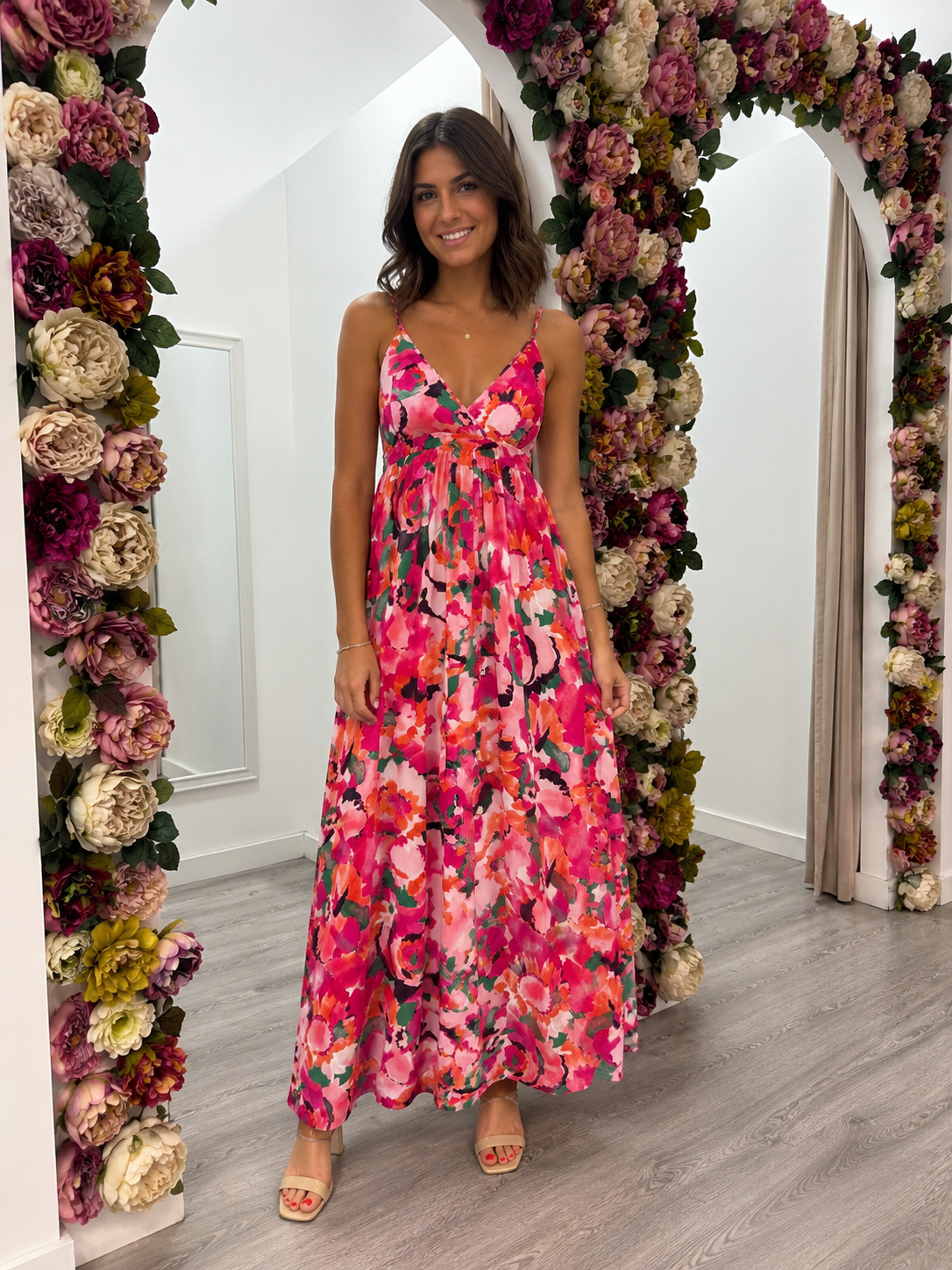 Vestido Floral Fucsia Amalfi Trapío