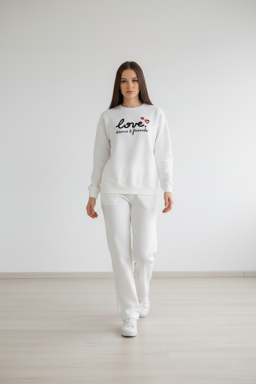 Chándal de Algodón de Dos Piezas con Pantalón Recto  blanco – Trapio