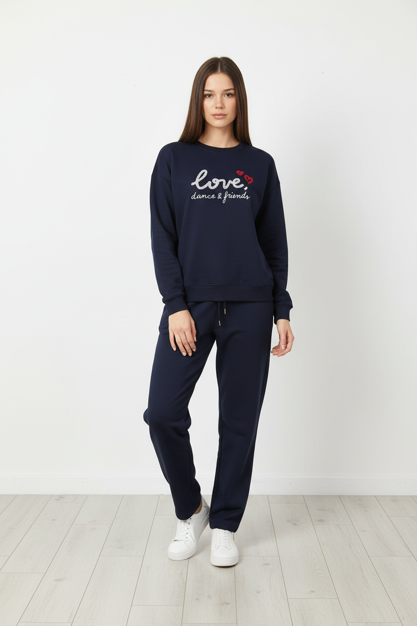 Chándal de Algodón de Dos Piezas con Pantalón Recto  azul – Trapio