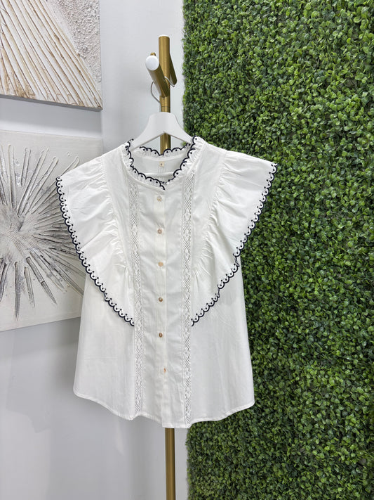 Camisa blanca Tadil azul
