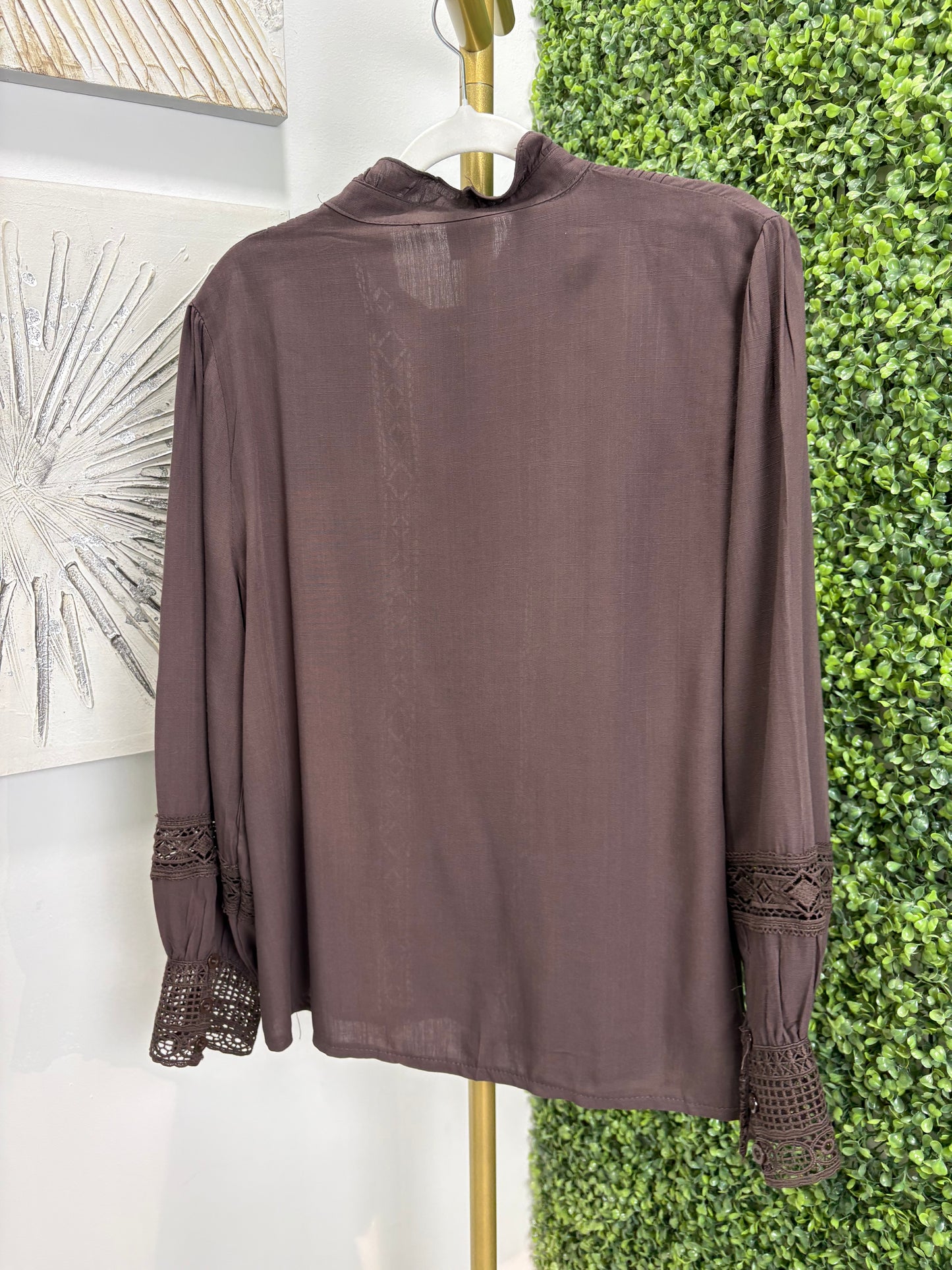 Camisa mujer Entredos marron chocolate