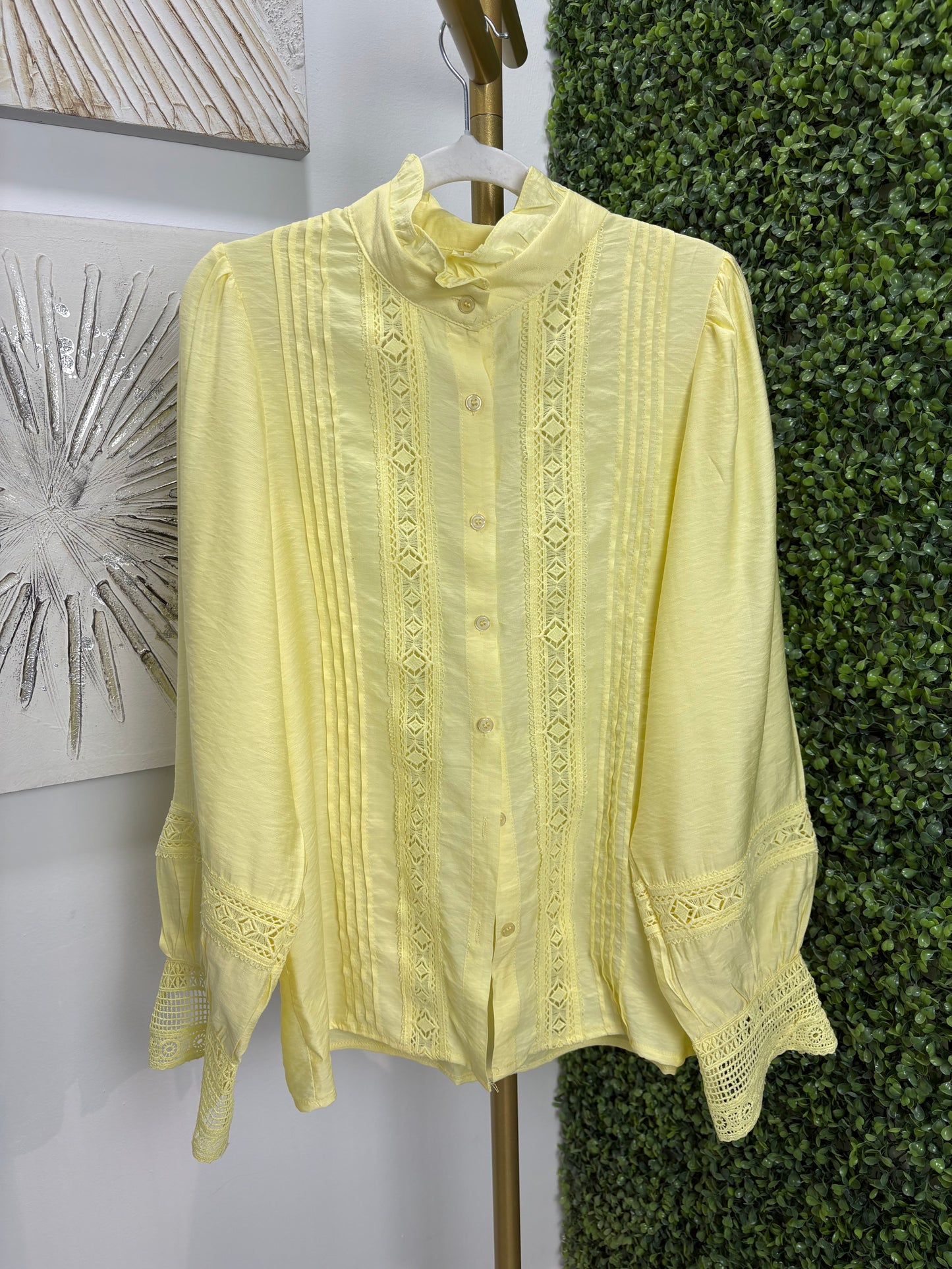 Camisa mujer Entredos amarilla