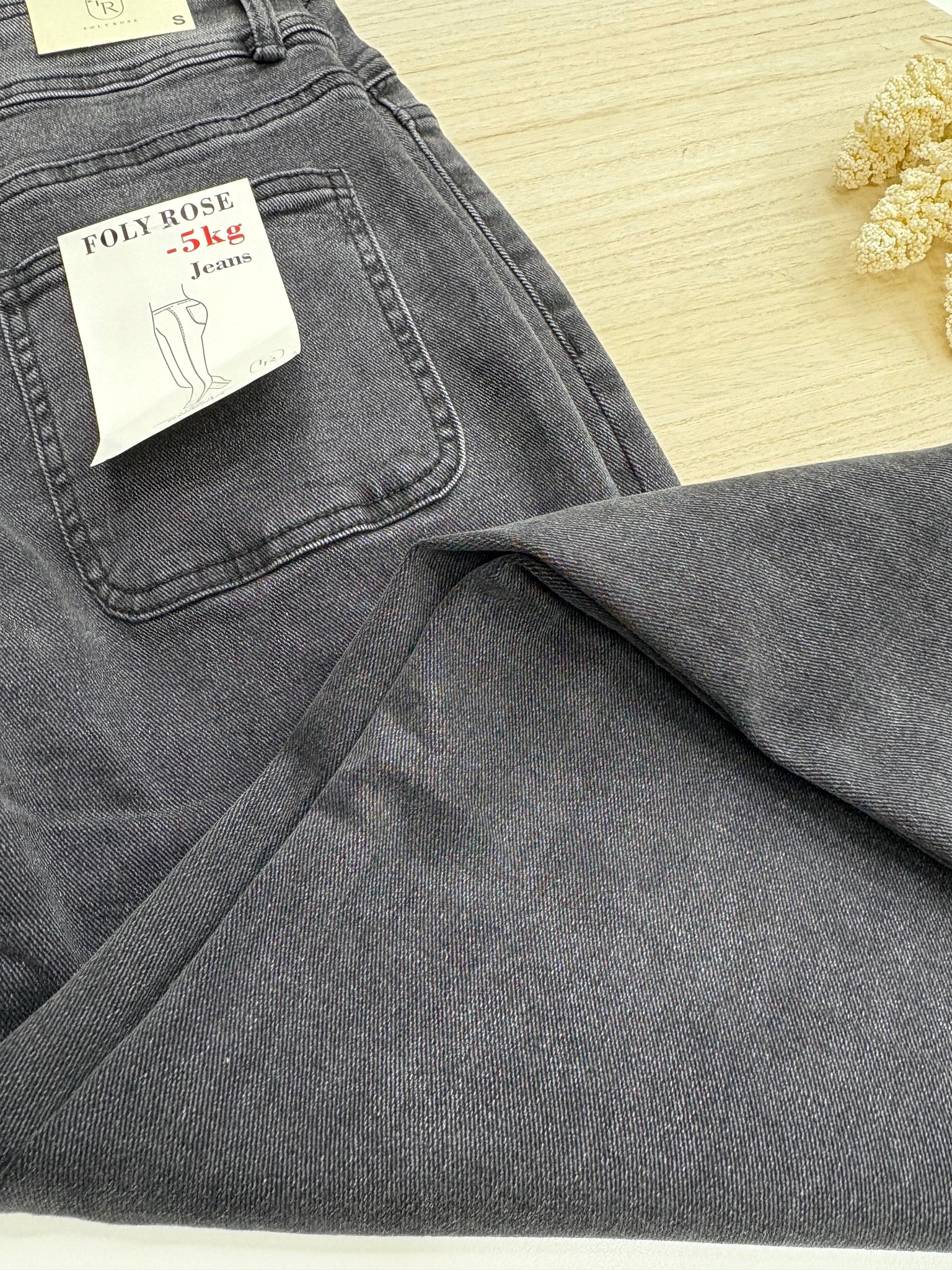 Pantalón mujer negro lavado  extra long