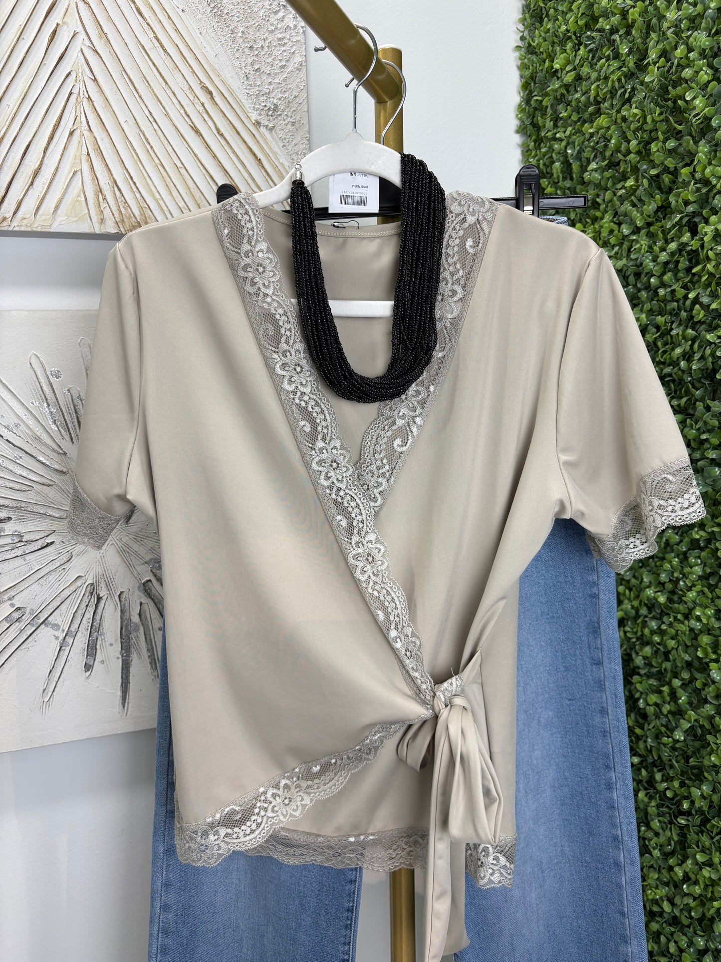 Blusa lenceras manga taupe