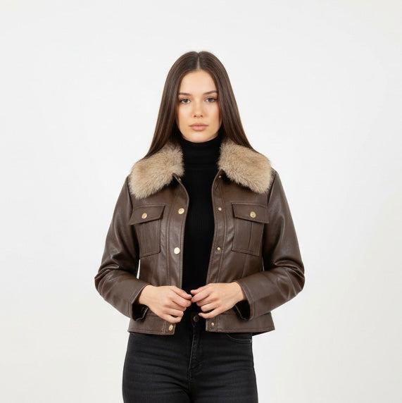 Chaqueta marrón pelo