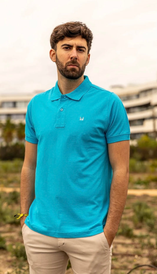 Polo básico Custi Mikelo turquesa 100 % algodón polo hombre