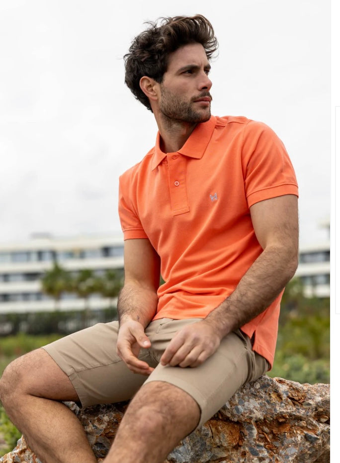 Polo básico Custi Mikelo naranja 🍊 100 % algodón polo hombre