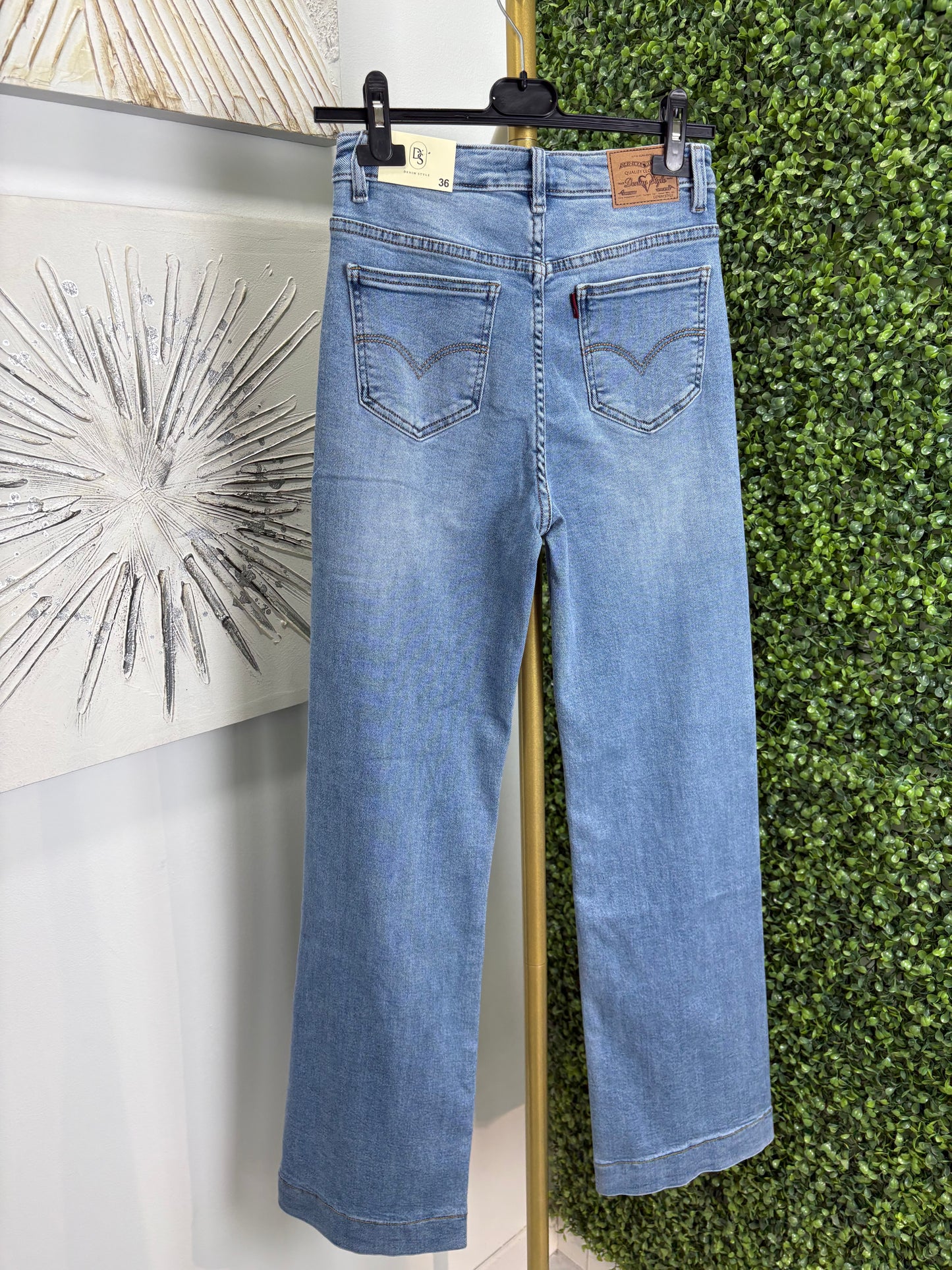 Pantalón vaquero wideleg claro