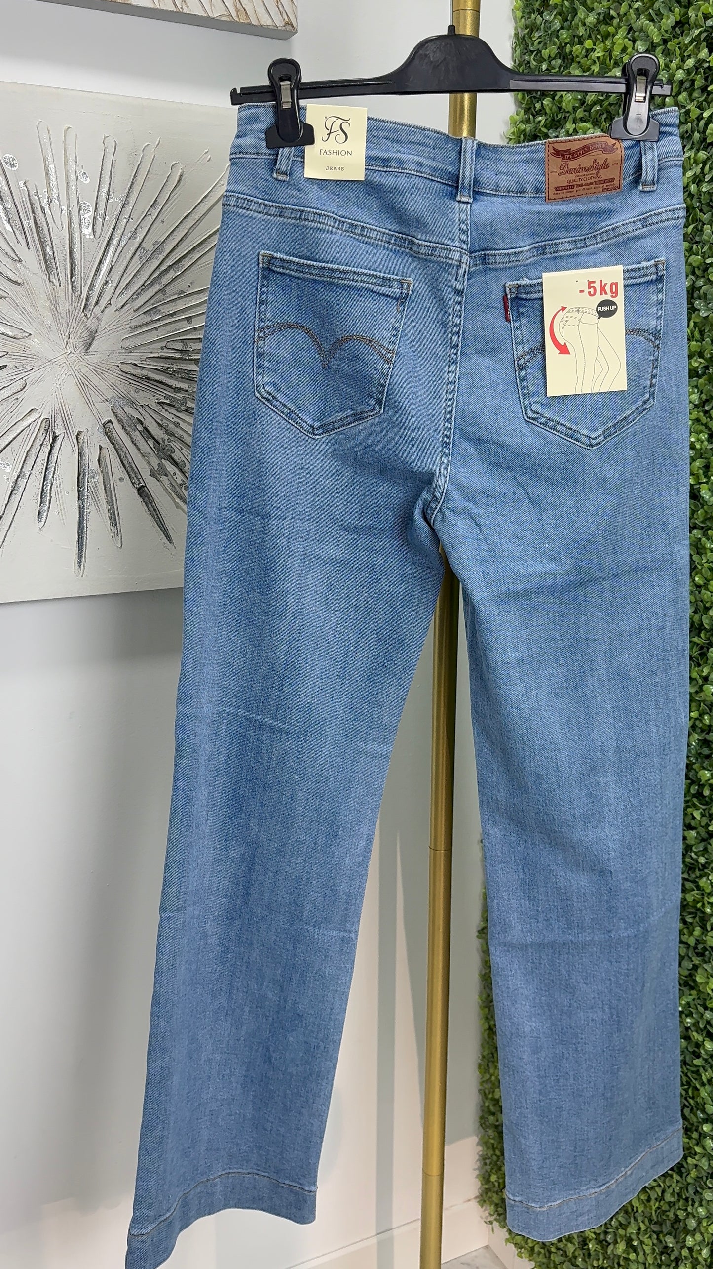 Pantalón  vaquero ancho Anil