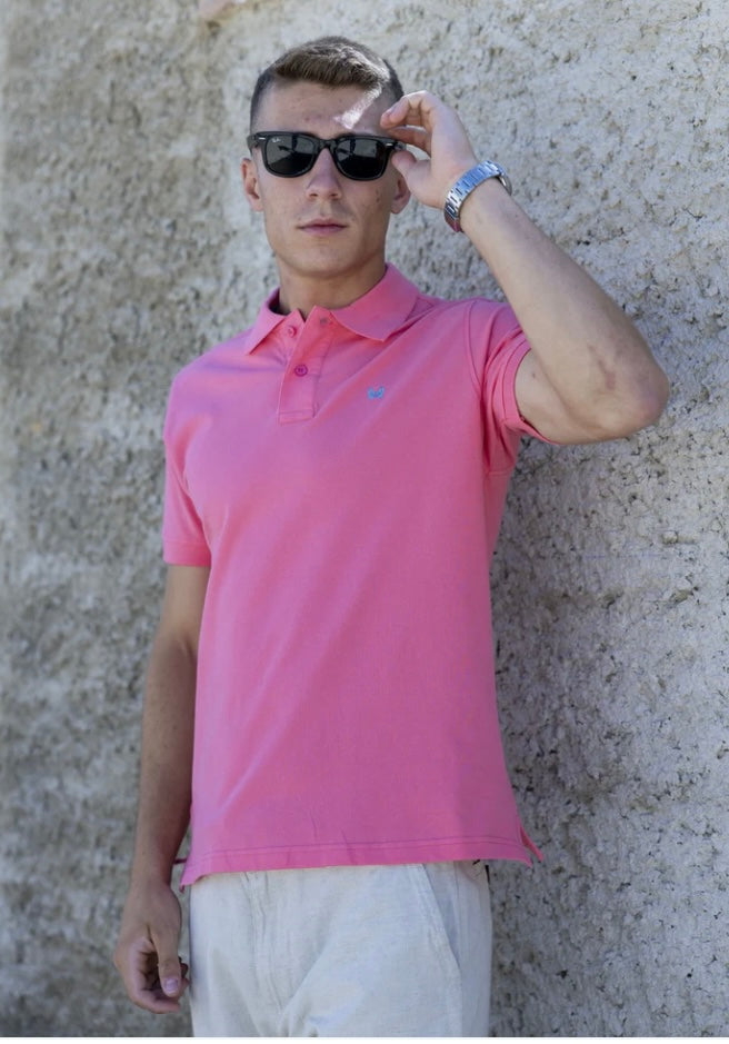 Polo básico Custi Mikelo rosa chicle 100 % algodón polo hombre