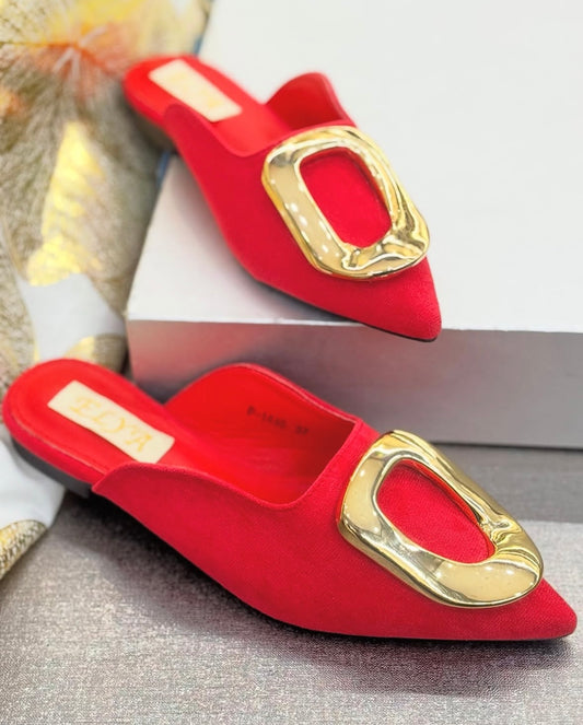 Zapato plano Rojo hebilla