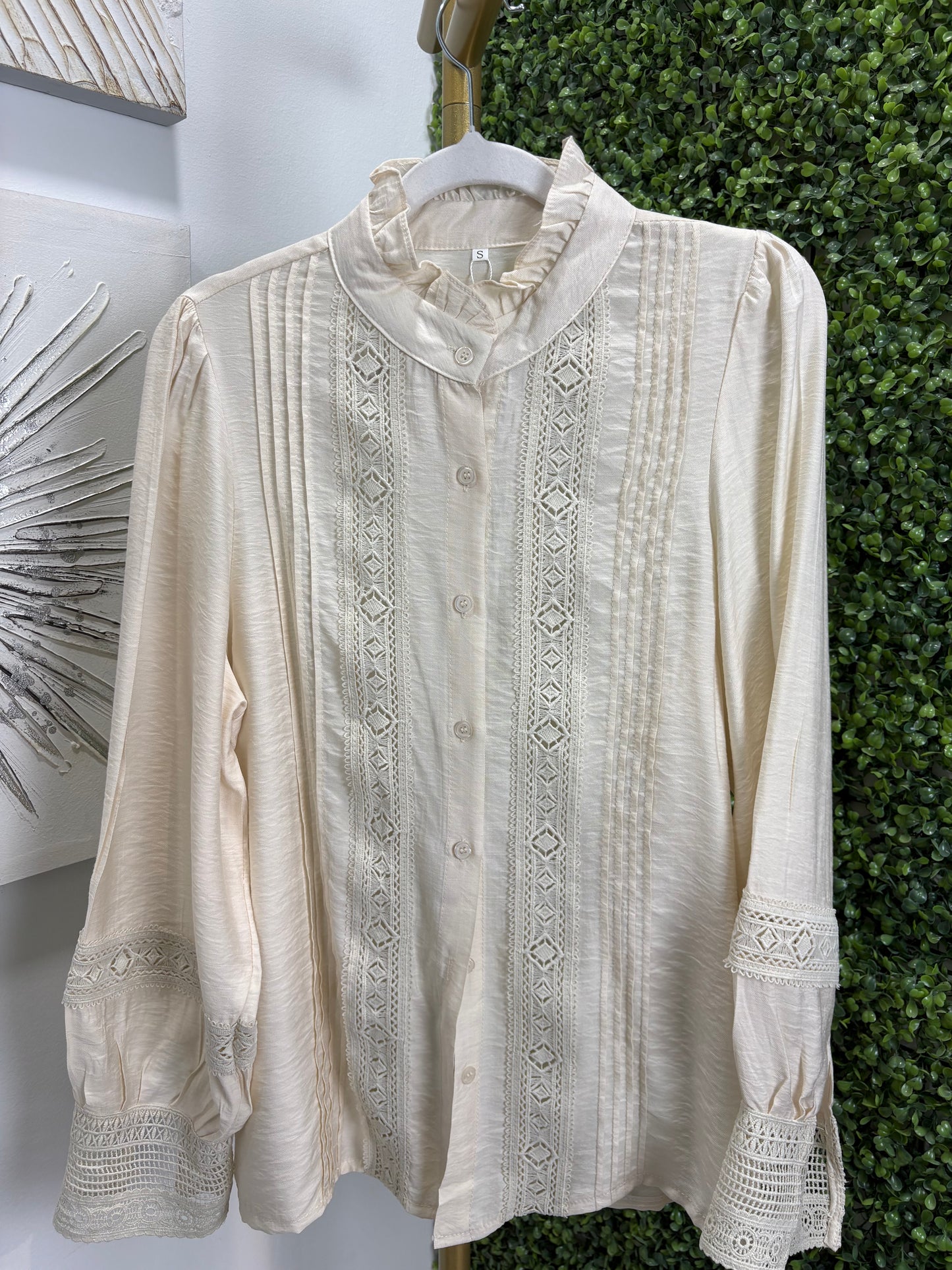 Camisa mujer Entredos beig