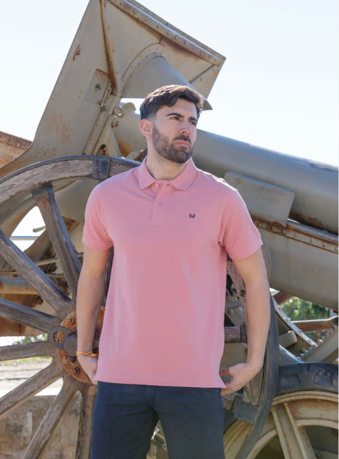 Polo básico Custi Mikelo rosa maquillaje 100 % algodón polo hombre