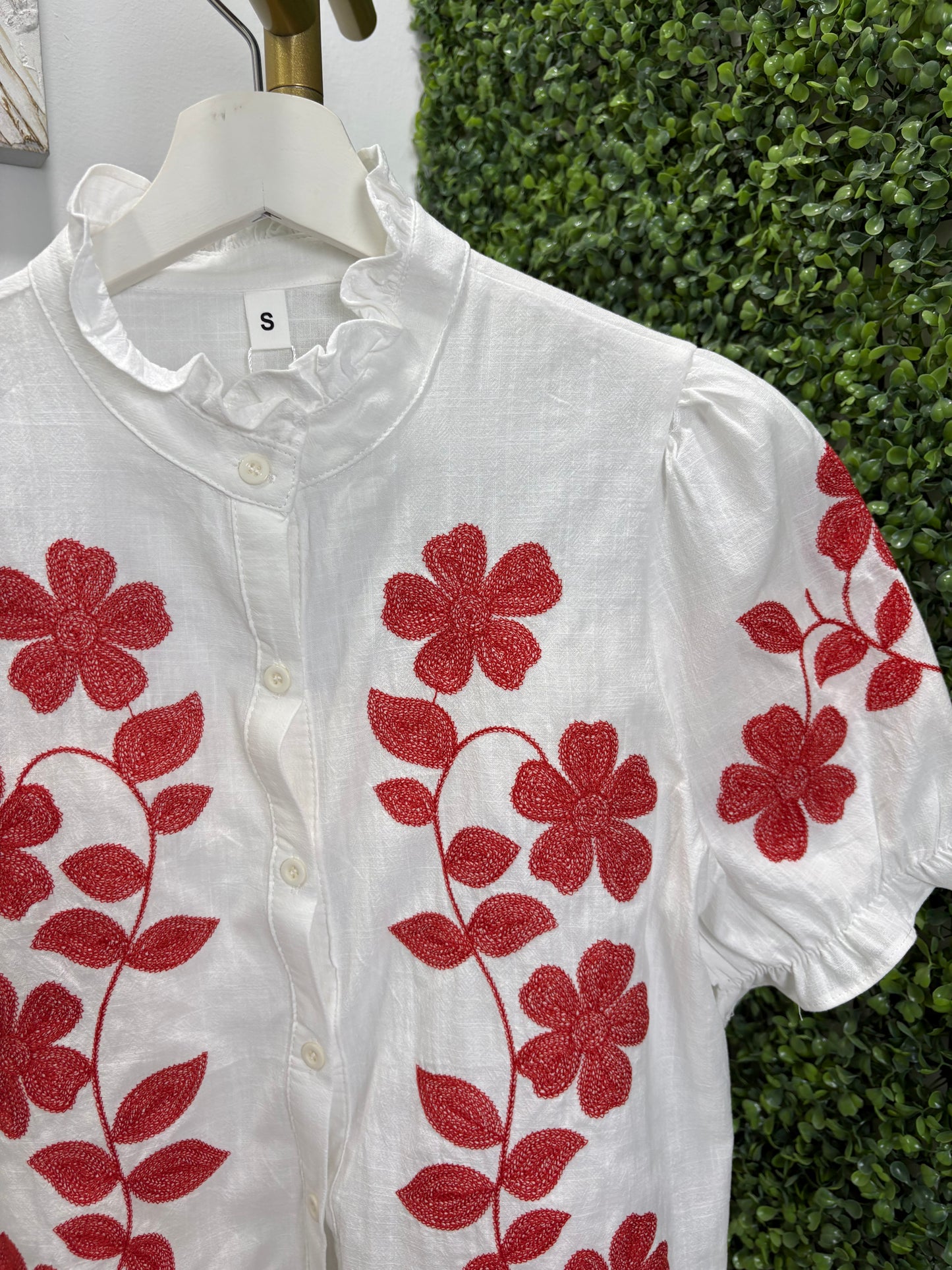 Camisa bordada mujer Tisel roja