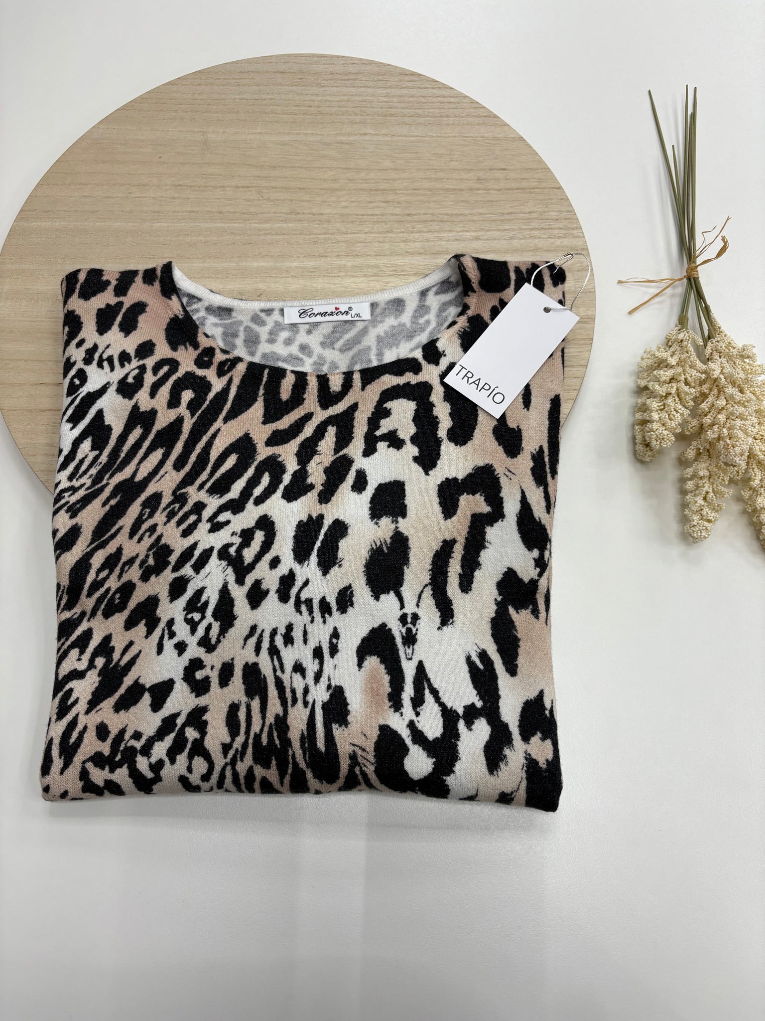 🤍 Jersey Animal Print “Sierra Blanca” en tonos beige, blanco y negro – Trapío