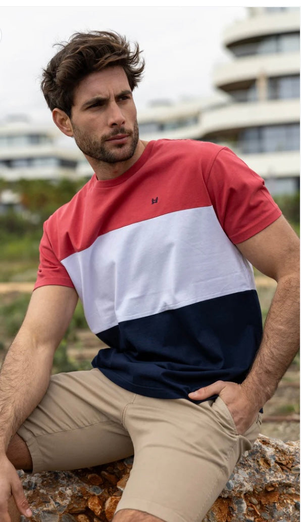 Camiseta Custi Mikelo  hombre tricolor cereza