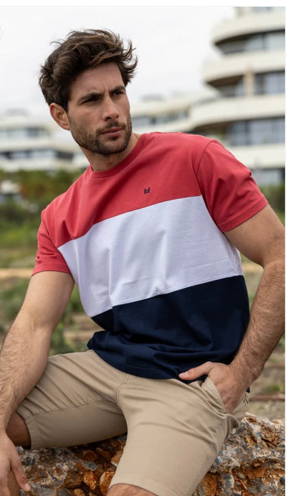 Camiseta Custi Mikelo  hombre tricolor cereza