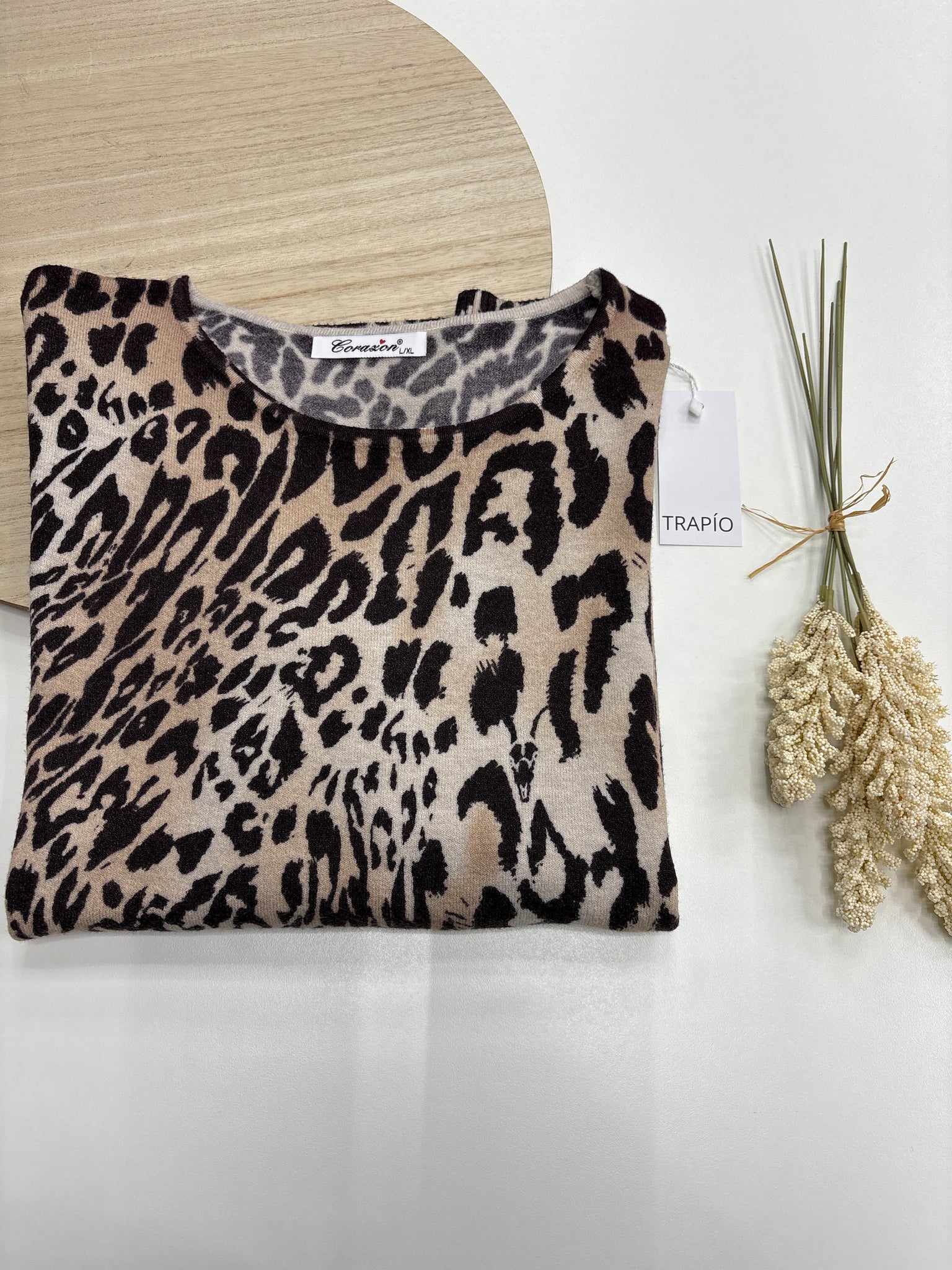 🌾 Jersey Animal Print “Sierra Arena” en tonos chocolate y beige claro – Trapío