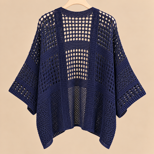 Chaqueta de Punto Calado Azul Marino Oversize