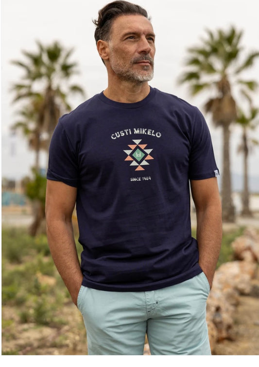 Camiseta CustiMikelo hombre azul marino pirámide