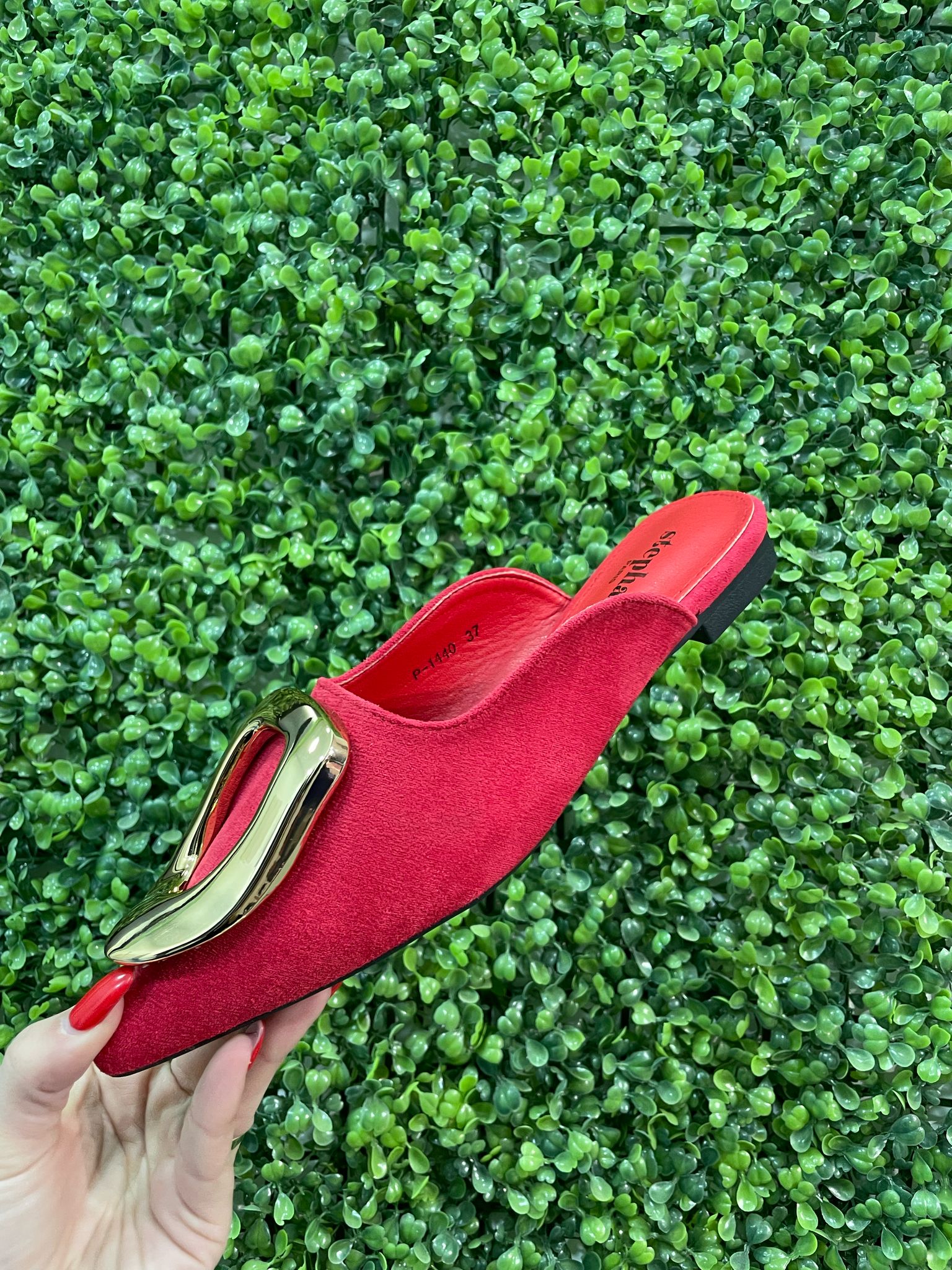 Zapato plano Rojo hebilla