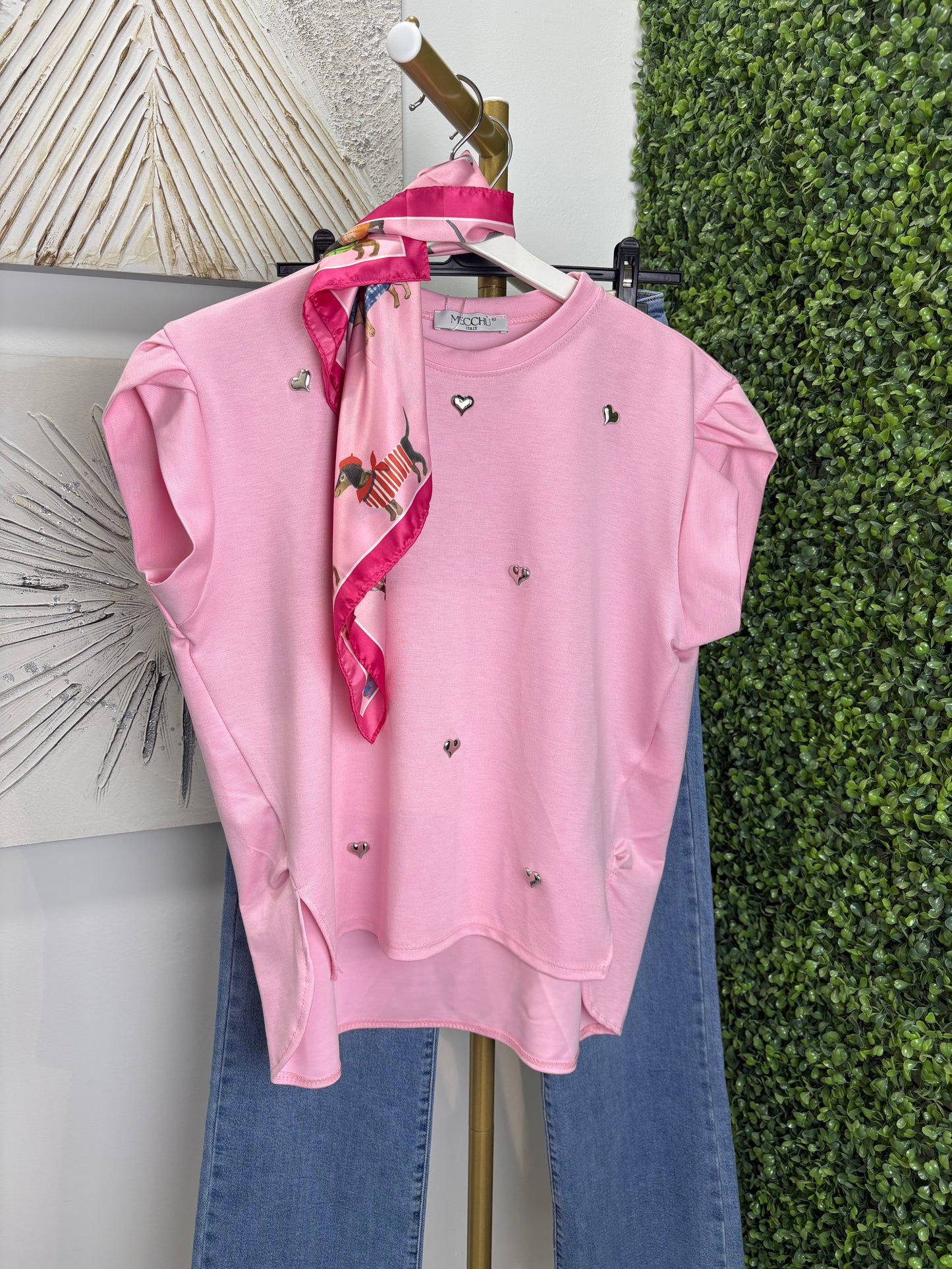 Camiseta corazón rosa