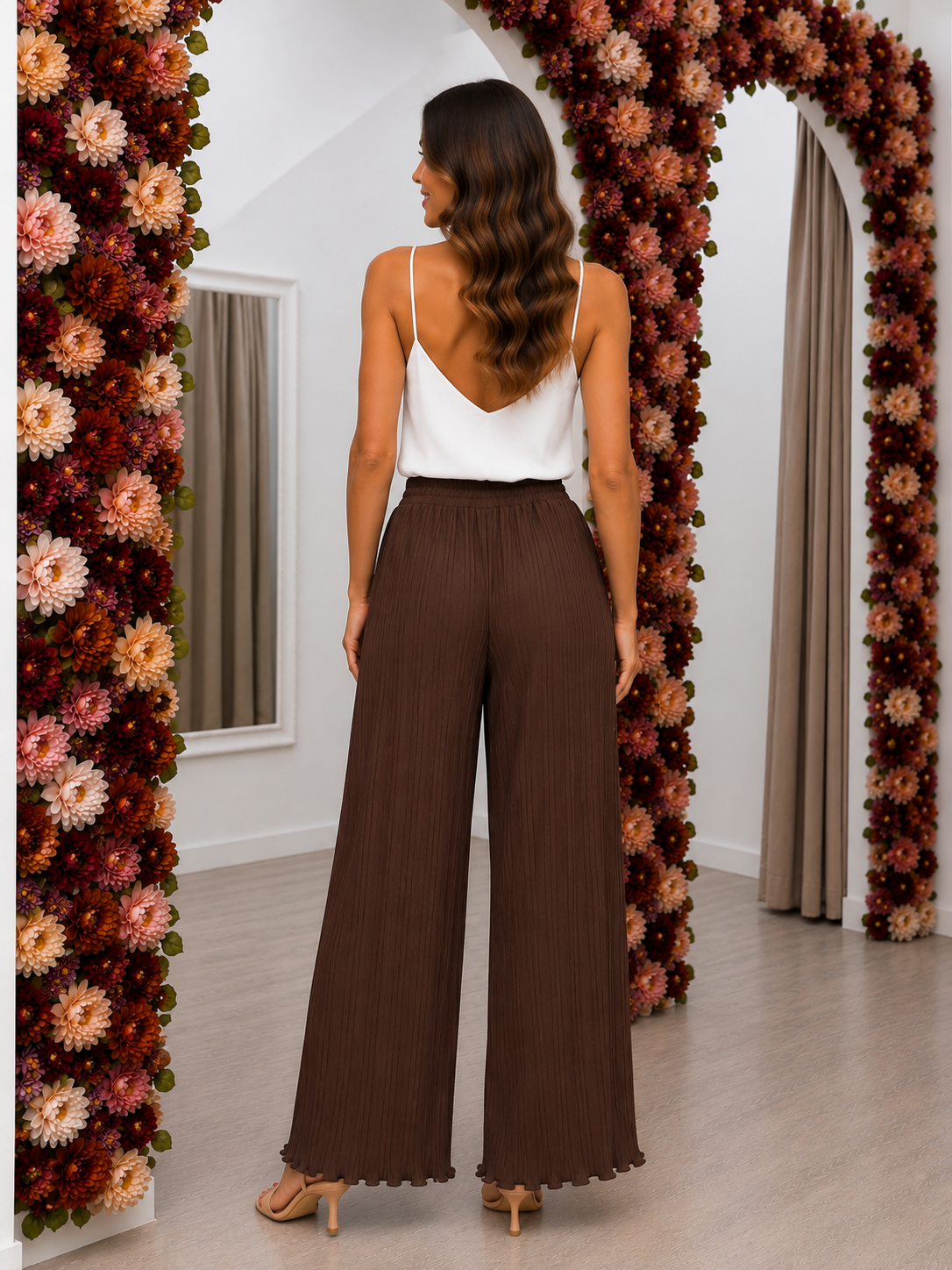 Pantalón ancho Andrea marrón chocolate