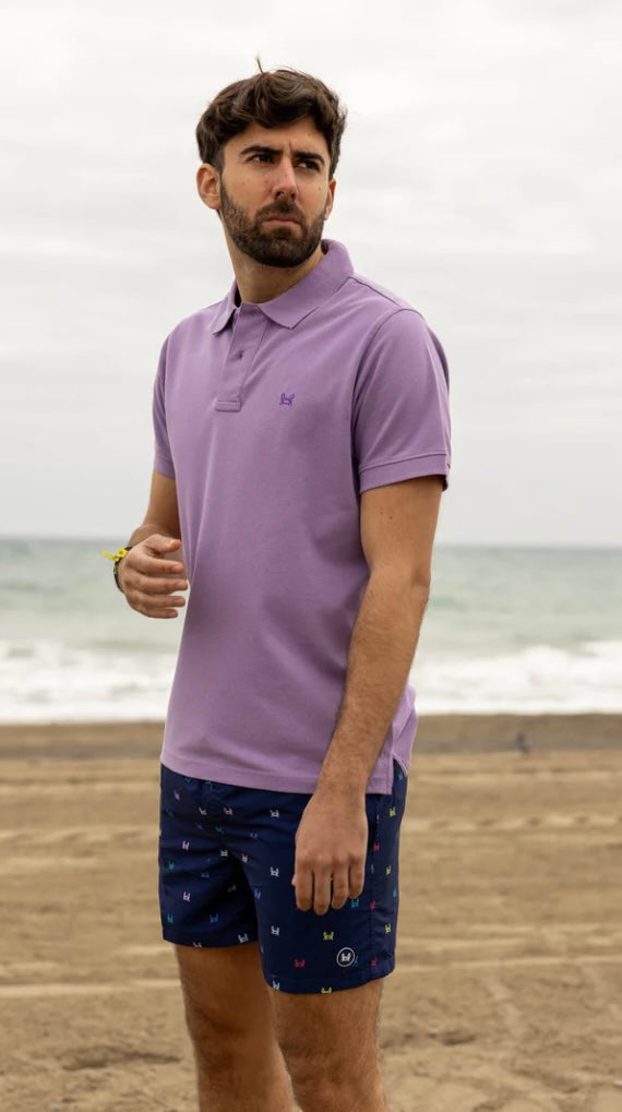 Polo básico Custi Mikelo lila 100% algodón polo hombre