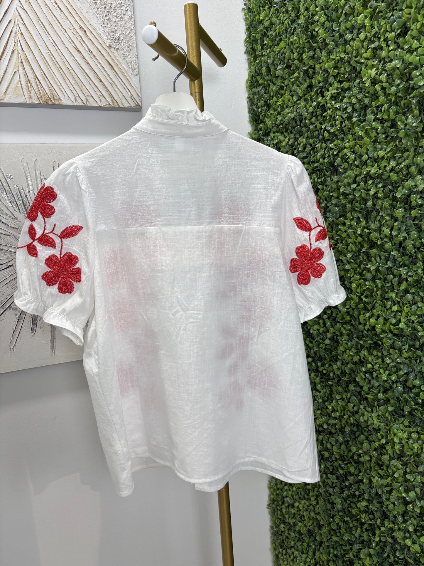 Camisa bordada mujer Tisel roja