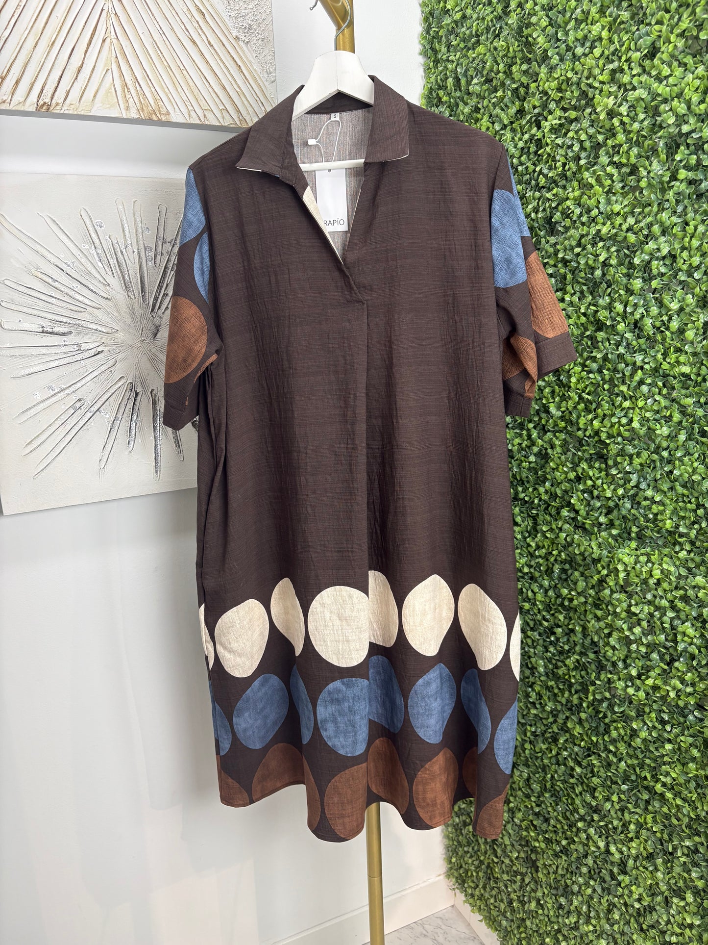 Vestido Eva marrón chocolate con lunares
