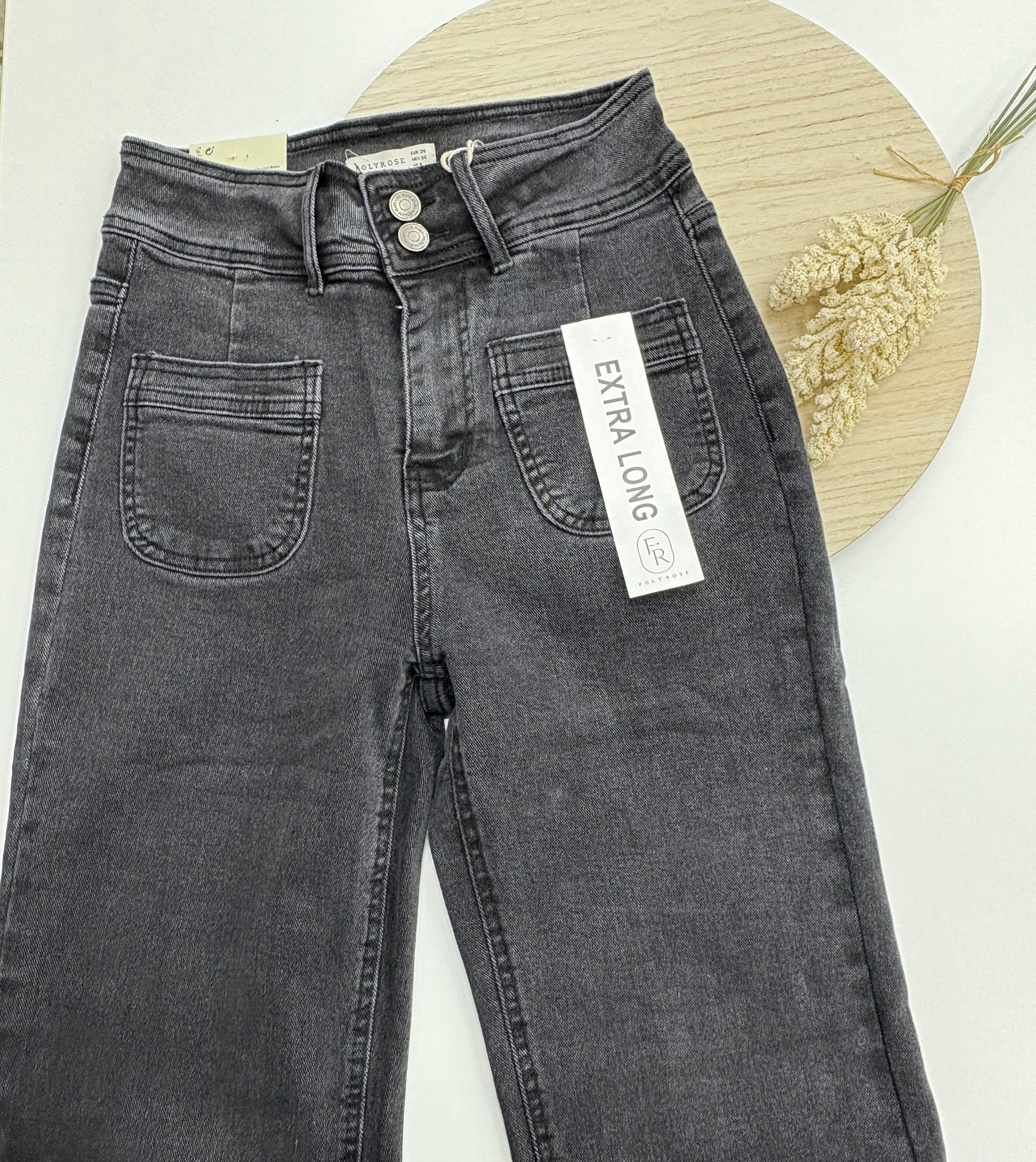 Pantalón mujer negro lavado  extra long