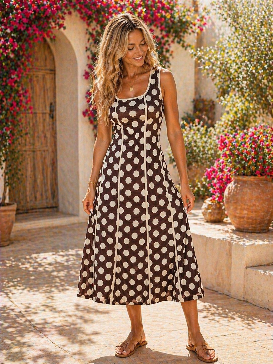 Vestido Lucía lunares marrón chocolate