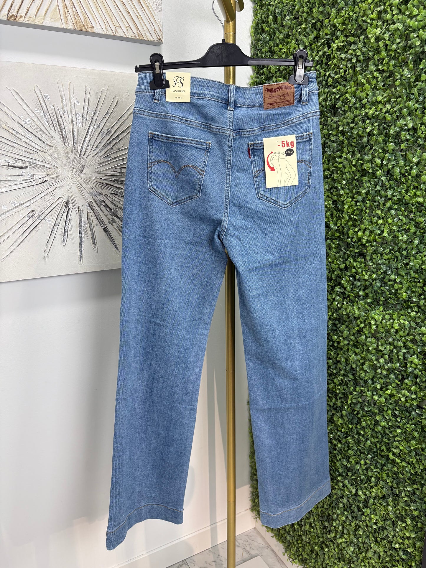 Pantalón  vaquero ancho Anil