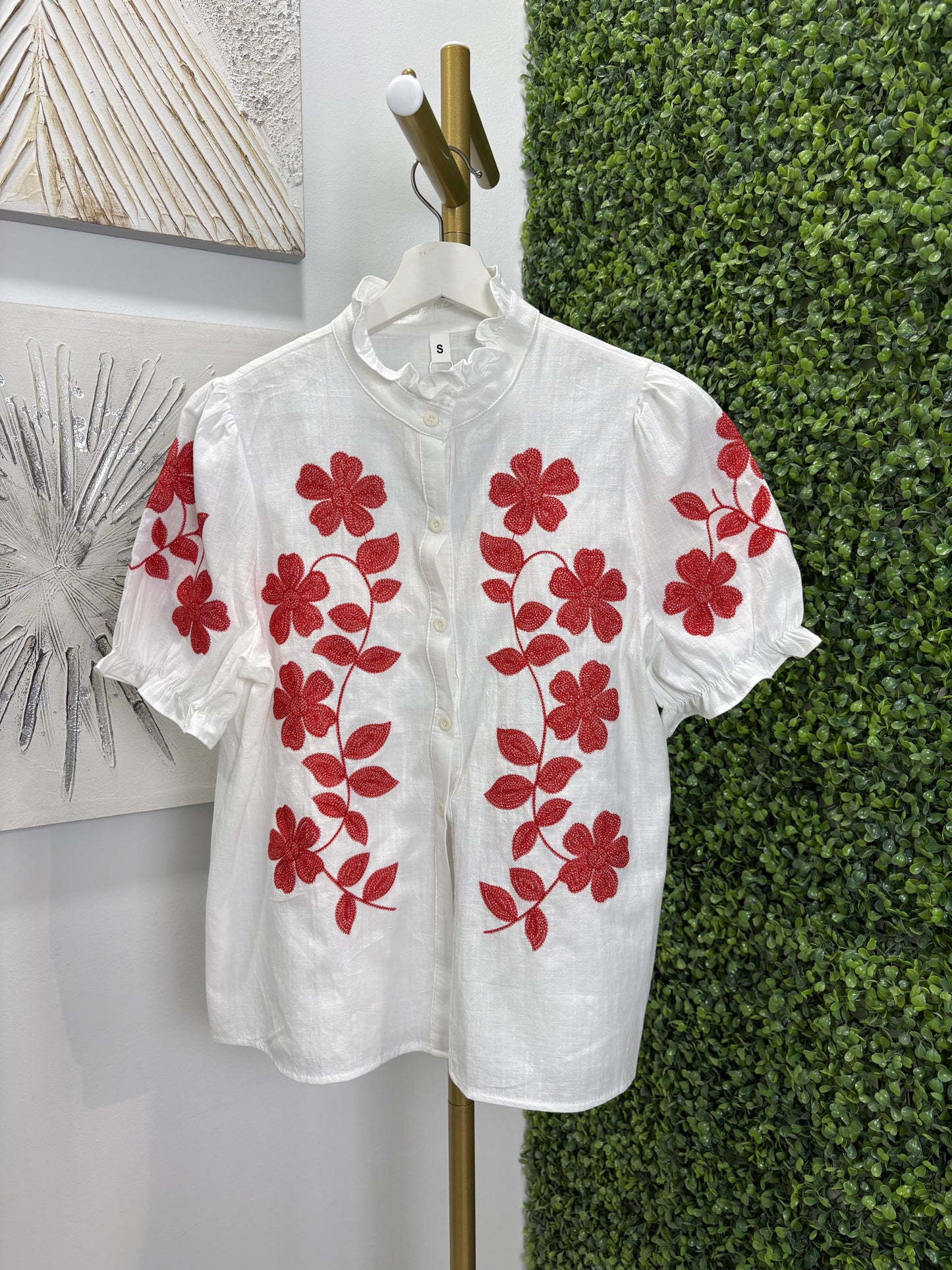 Camisa bordada mujer Tisel roja