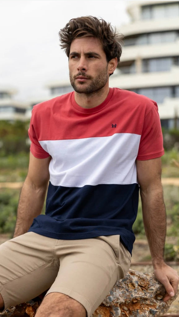 Camiseta Custi Mikelo  hombre tricolor cereza