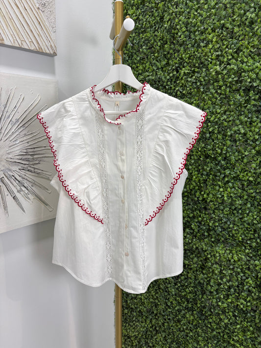 Camisa blanca Tadil roja
