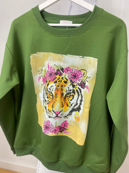 Sudadera mujer verde animal print