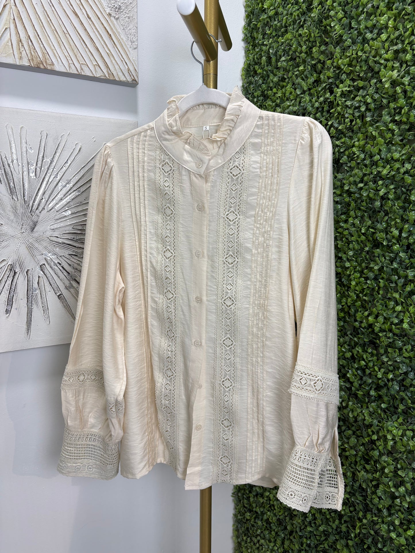 Camisa mujer Entredos beig