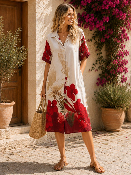 Vestido floral rojo
