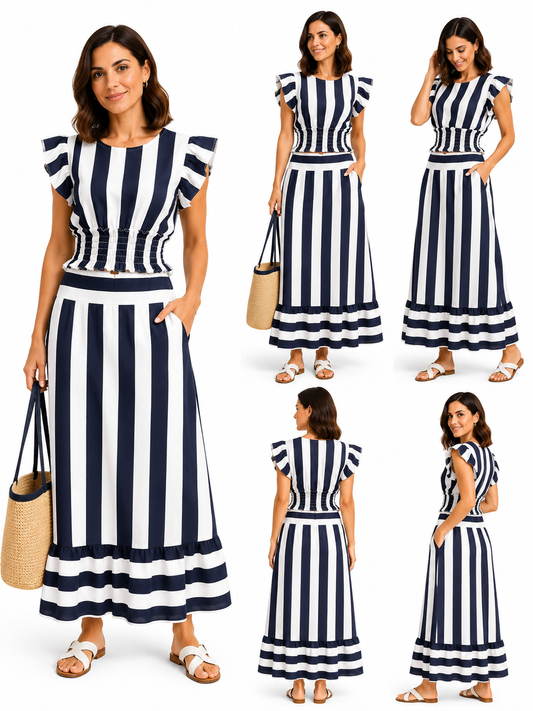 Conjunto top y falda Alma azul marino