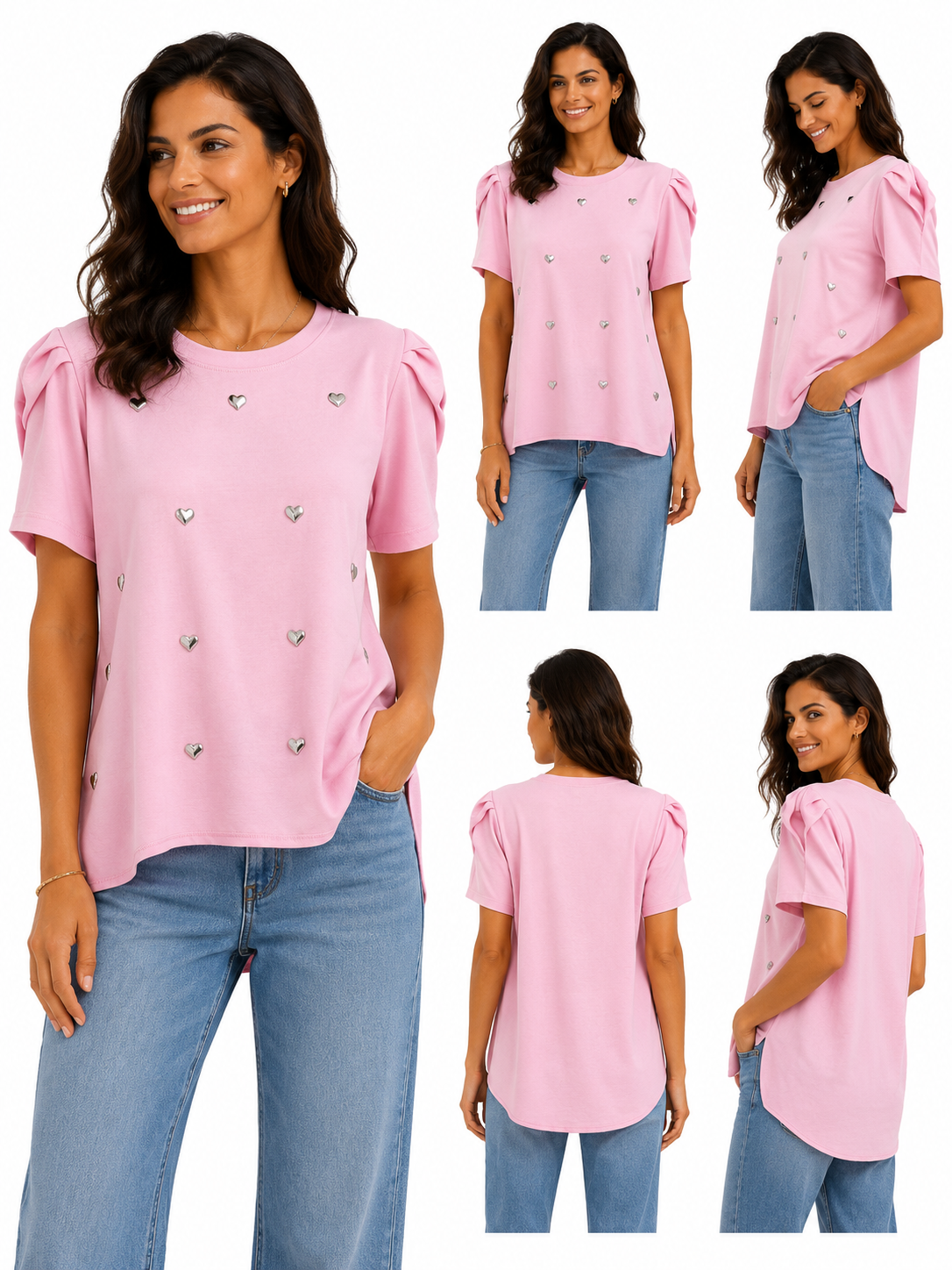 Camiseta corazón rosa