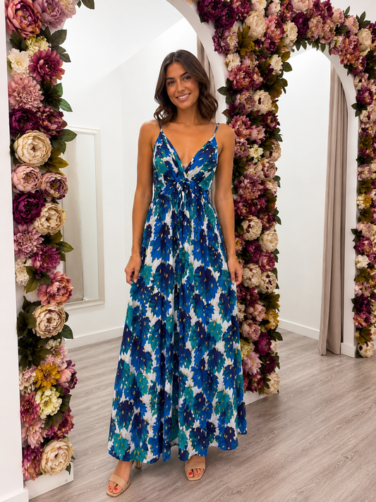Vestido Floral Azul Océano Trapío