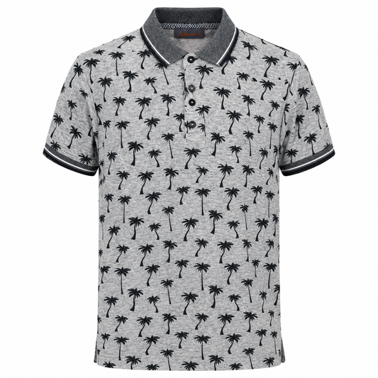 Polo Hombre Gris Estampado Palmeras – Approach
