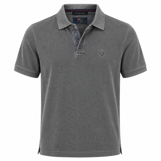 Polo Hombre Gris Vintage Bordado