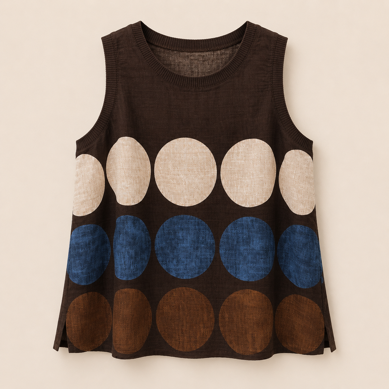 Top Marrón Estampado de Círculos Trapio